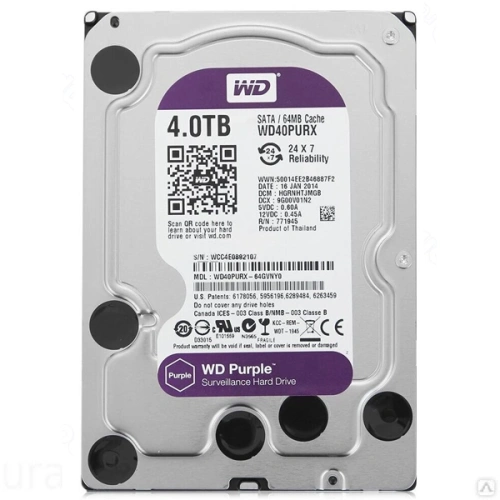 Жесткий диск SATA-3 4Tb WD Purple 5400rpm